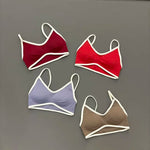 Contrastline Bra Women Backless Knitted Sports Bra Solid Color Gym Fitness Top With Chest Cushion Sexy Suspender Yoga Sports Bra