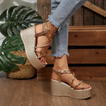 9Cm Chunky Wedges Sandals Women Summer Thick Sole Platform Gladiator Sandals Woman Plus Size 43 Slip On Non Slip Rome Sandalias