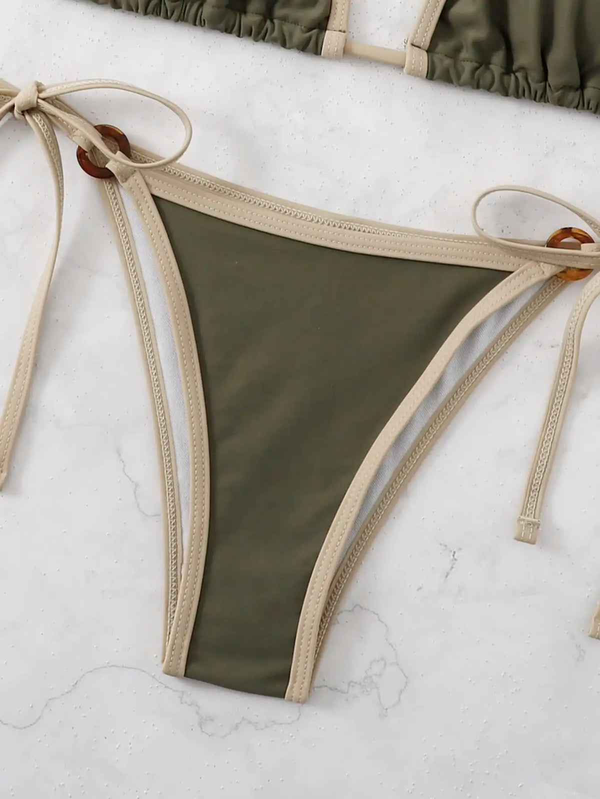 Contrast Binding Ring Bikinis 2025 Women Sexy Halter Swimsuit Triangle Swimwear Female Bathing Suit Swimming Summer Beachwear