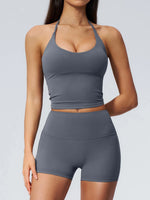 Quick Drying 2 Pcs Yoga Sets Women V Neck Slimming Sports Tank Top High Waist Shorts Fitness Suit Outwear Gym Running Tracksuits