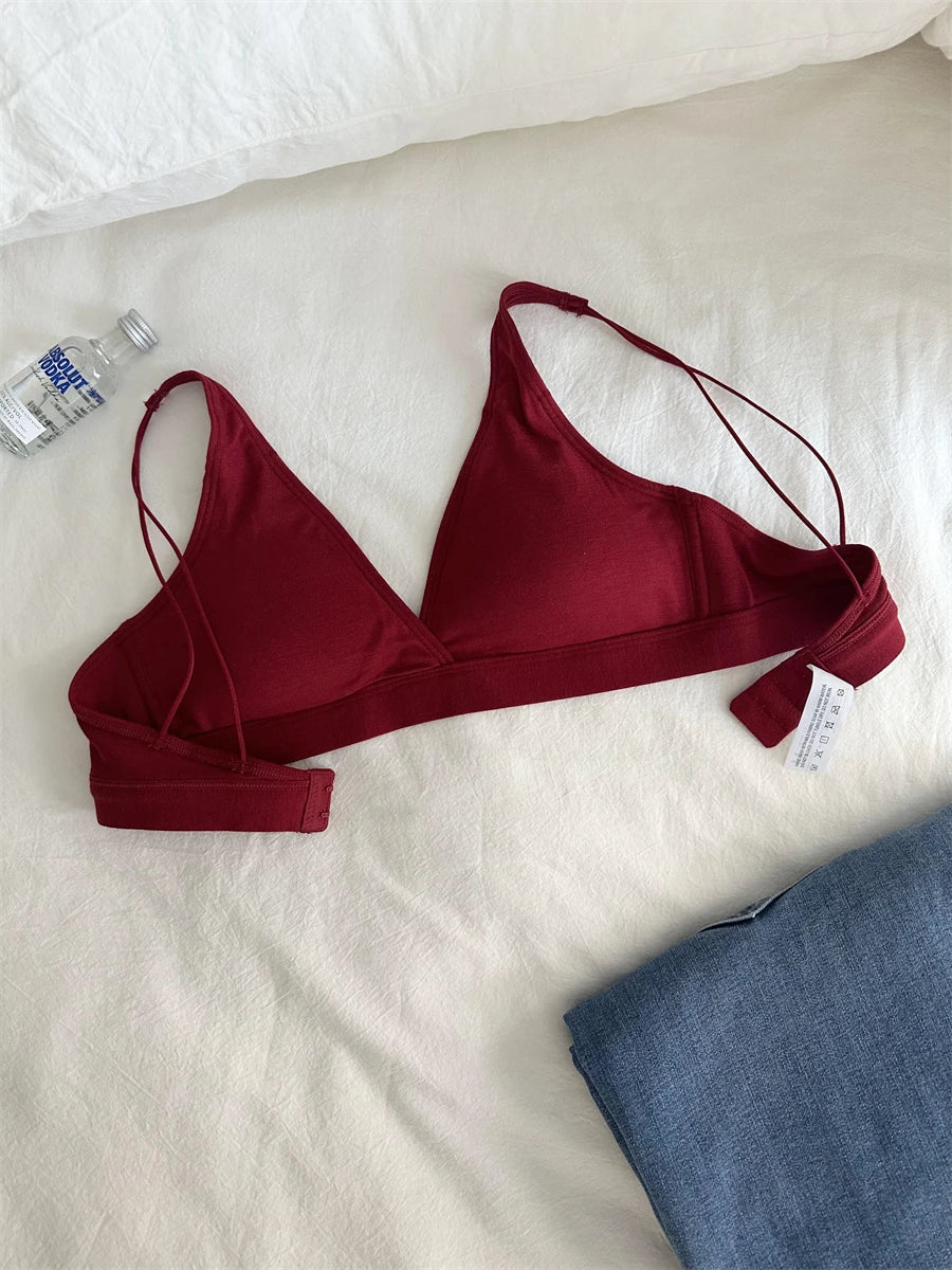 MOYISU French Triangle Cup Micro Push-up|Large & Small Breast|Sexy Nude Lightweight Skin Bra Cover Summer Comfort Fit