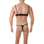 European and American men's sexy lace bra and panties temptation suit transvestite suit