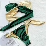 Splicing Strapless Bandeau Bikinis Sets 2026 Mujer Swimsuit Women Swimwear Back Bow Bathing Suit Biquinis Swim Wear Beachwear