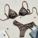 Sexy Leopard Print Bikini 2 Piece Set Women Laced Up Split Swimsuit Low Waist Beachwear 2025 New Summer Swimwear Bikinis Set