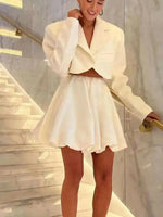 Elegant Female Casual Satin Mini Skirt Women Korean Fashion High Waist A-line Vintage White Balloon Skirt Sweet Women NTJ8