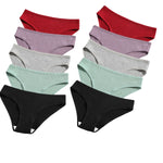 10Pcs/Set Women Cotton Briefs Breathable Panties Low Waist Briefs Sports Solid Soft Skin-Friendly Underwear Daily Wear S-XXL