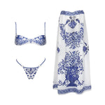 Retro 2Pcs One Piece Swimsuit Women Sexy Bikini Push Up Swimwear Female Halter Swim Suit Bandeau Biquini Beachwear Bathingsuit