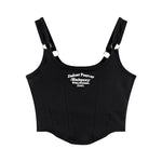 Letter Print Tank Top Women Cotton Bras Tops Hot Girls Streetwear Underwear Built In Bra Small Cup Crop Top Padded Camisole