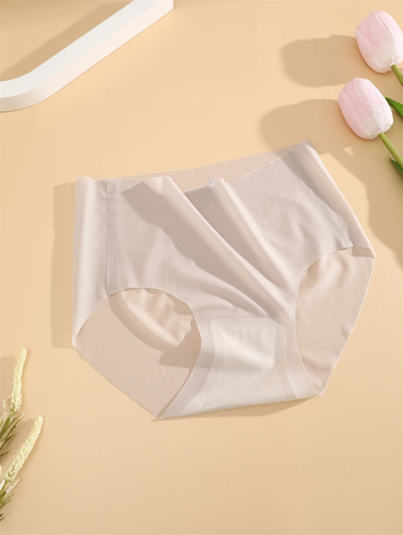 2PCS Seamless Ice Silk Briefs Women's Transparent Panties Sexy Breathable Underwear Female Stretch Erotic Korean Ultra Lingerie