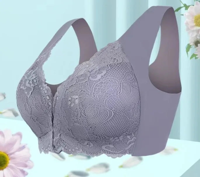 5 Pack Sexy Deep V Wireless Push-Up Lace Bras Front Closure Everyday Lingerie with Non-Removable Padding T-shirt Bras