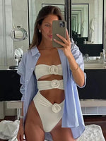 DEKA One Piece Swimsuits Women's Sexy Pink 3D Flower Swimwear Female Cut Out Monokini Bathing SwimmingWomen Bathers Swim