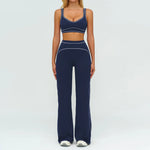 2PCS Yoga Set Gym Clothes Outdoor Sports Outfits Women Tracksuit Gym Fitness Suits Workout Long Sleeved Flared Pants Sportswear