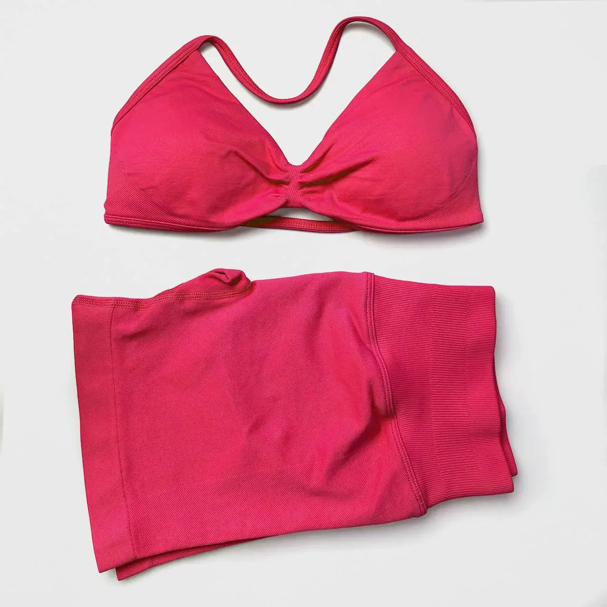 2 Pieces Gym Set Women Workout Clothes Scrunch Shorts Set Halter Sports Bra Fitness Top Woman Sportswear Yoga Set Outfits