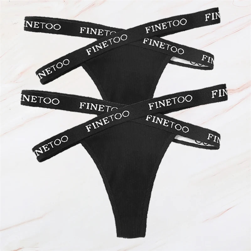 2Pcs/Set Women Thongs Panties Female Letter Belt Underwear Ladies Cotton Cross Strap Bikini M-XL G-String Girl Intimate Lingerie