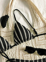 Sexy Orange Striped Bikini Set 2026 Women Halter Push Up Bra Tassel Bandage Thong Swimsuit Summer Holiday Bathing Suit Swimwear