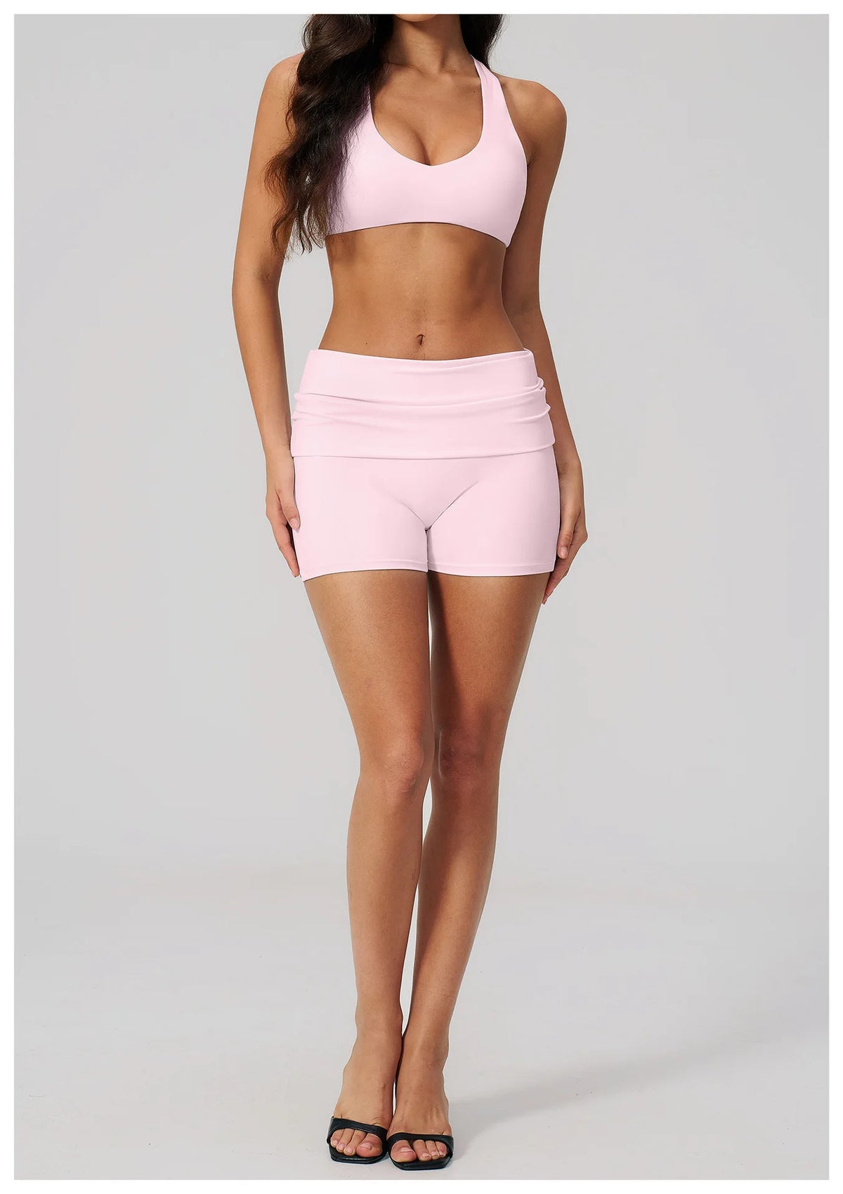 Women Two Piece Gym Yoga Sets Back Cross Sports Bra Pleate High Waist Short Fitness Suit Outdoor Running Camisole Tops Outfits