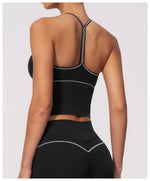 Summer Back I Shaped Sports Bra Sexy Deep V Neck Contrast Color Slimming Yoga Tank Top Outdoor Workout Fitness Gym Running Vest