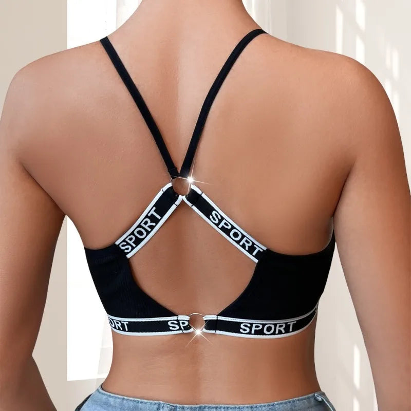 1pcs New Style Letter Decor Women's Bras Wire-Free Padless Women Underwear Breathable Sexy Lingerie Yoga Sport Women's Bras