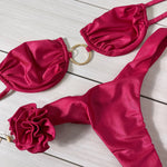 Sexy 3D Flower Bikini Swimsuit Brazilan Bikini Set Swimwear for Women High Leg Push Up Two Piece Bathing Suits Summer Female