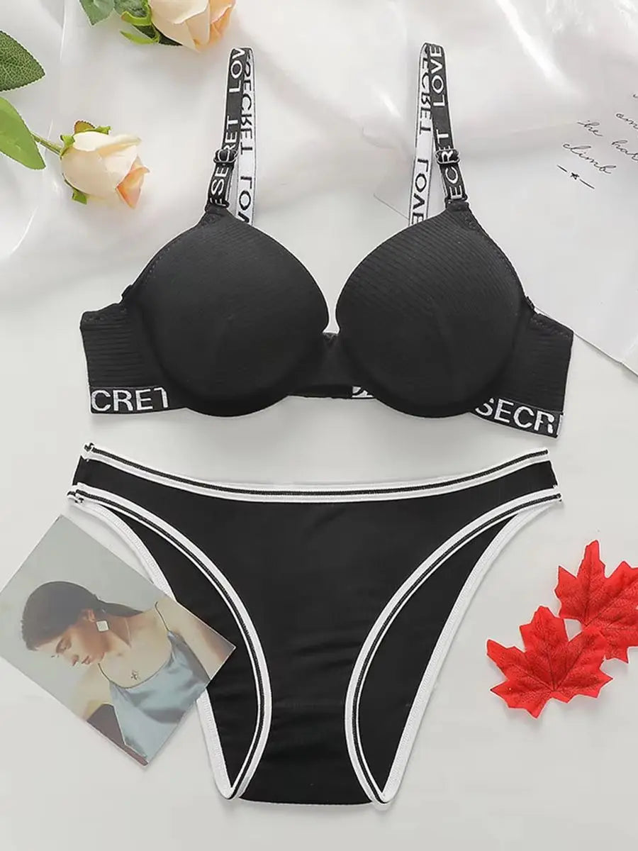 Women Push Up Bra Set Underwire Support Seamless T Shirt Bra And Panty 2-pack Everyday Lingerie Set Daily Comfort Essential