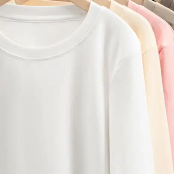 Women Long Sleeve T-shirt Crew Neck Tee Breathable Skin-friendly Basic Tee Autumn Winter Inner Wear Top