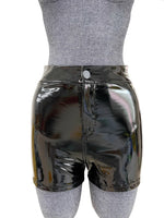 Sexy Womens Shorts Elastic High Waist Faux PU Leather Short Pants Latex Hot Goth Shorts Pole Dance Clubwear Mini Shorts 3N6J