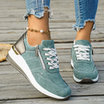 Plus Size 44 Platform Casual Sneakers for Women Lace Up Anti Slip Thick Sole Sport Shoes Woman 2026 Spring Zipper Walking Shoes