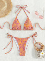 Sexy String Bikini 2024 Two Pieces Print Swimsuit Female Swimwear Women Thong Bikinis Set Bather Beachwear Bathing Suit Pool