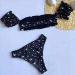 Floral Print Off Shoulder Bikini 2025 High Cut Swimsuit Women Female Brazilian Swimwear Two pieces Bikini set Bathing Suit Swim