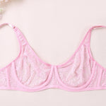 3 Pcs Womens Lace Bra Underwire BH Hollow Out Embroidery Perspective Sexy Underwear Lingerie Tops Plus Size Brassiere