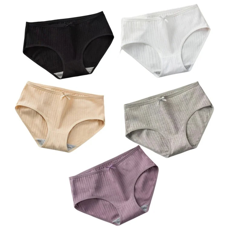 5Pcs/Set Cotton Briefs Women Panties Sexy Lingerie Women's Underpants Low Waist Panty Comfy Breathable Seamless Underwear