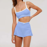 2 Pieces Women's Nude Yoga Set Bra Skirt Tracksuit Running Fitness Sports Set Slim Fit High Waist Beautiful Back Suit