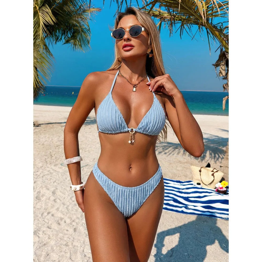 Sexy Blue White Yellow Strings Bikini 2026 Women Swimsuit Female Swimwear Thong Bikinis Set Brazilian Beach Bathing Suit Biquini