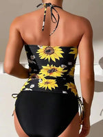 Women Sunflower Print Tankini Sets High Waist Bikini Two Pieces Swimsuit Swimwear Female Bathing Suit Beachwear Pool Swimming