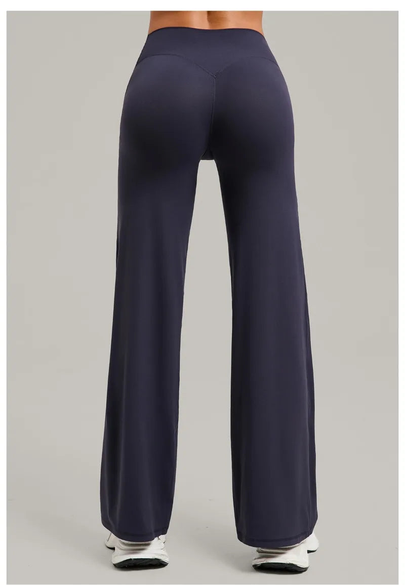 Women's Pilates Straight Yoga Pants Leggings Versatile Loose Wide-Leg Running Sports Fitness Hip-Lifting High Waist Trousers