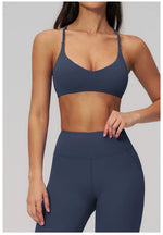 Summer U-Shaped Multi-Strap Cross Back Women Pilates Fitness Sports Bra Top Gym Yoga Athletic Tight Workout Jog With Chest Pad