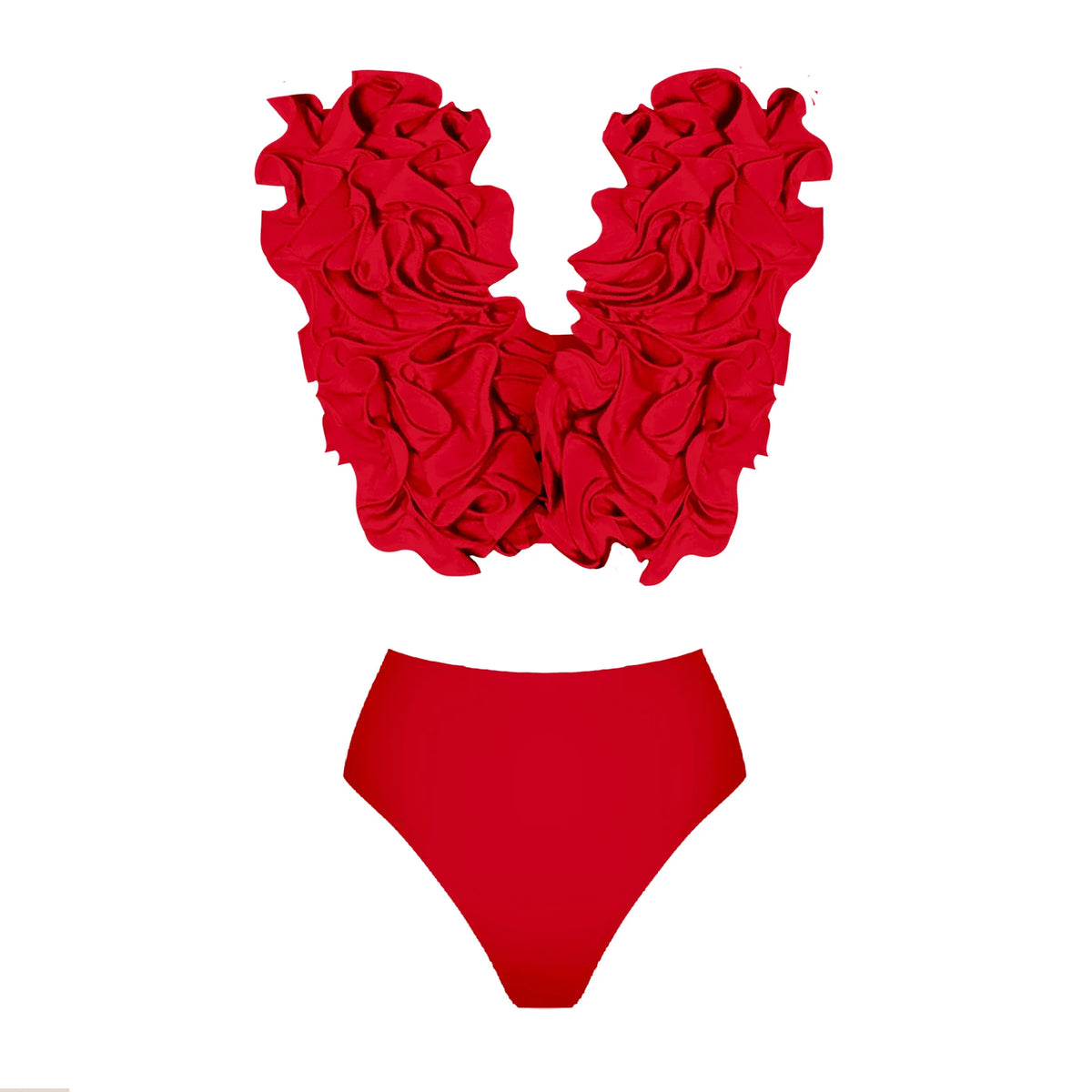 2025 Solid Red Flower One Piece Swimsuit Luxury Women Swimwear Sexy Swim Suit Deep V Monokini Off Shoulder Bodysuit Bathingsuit