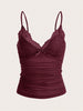 Sexy Contrast Lace Bow Front Crop Cami Top Women 2024 Summer Grunge Punk Y2K Clothes Ruched Skinny Backless Tee Shirt