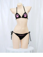 Japanese Kawaii Cat Paw Micro Bikini Set for Girl Women Bathing Suit Bandage Backless Mini Swimsuit Underwear Lingerie