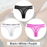 New 3Pcs Lace Thongs Women Floral G-string Underwear Trendy Letter T-Back Underpants Sexy Low Waist Bikini Panties Ladies Panty