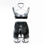 Toucheart Sexy Lingerie Set for Women Mesh Perspective Bra Set Lace Lace Splicing Sexy Hip-pack Skirt Sexy Underwear Garters Set