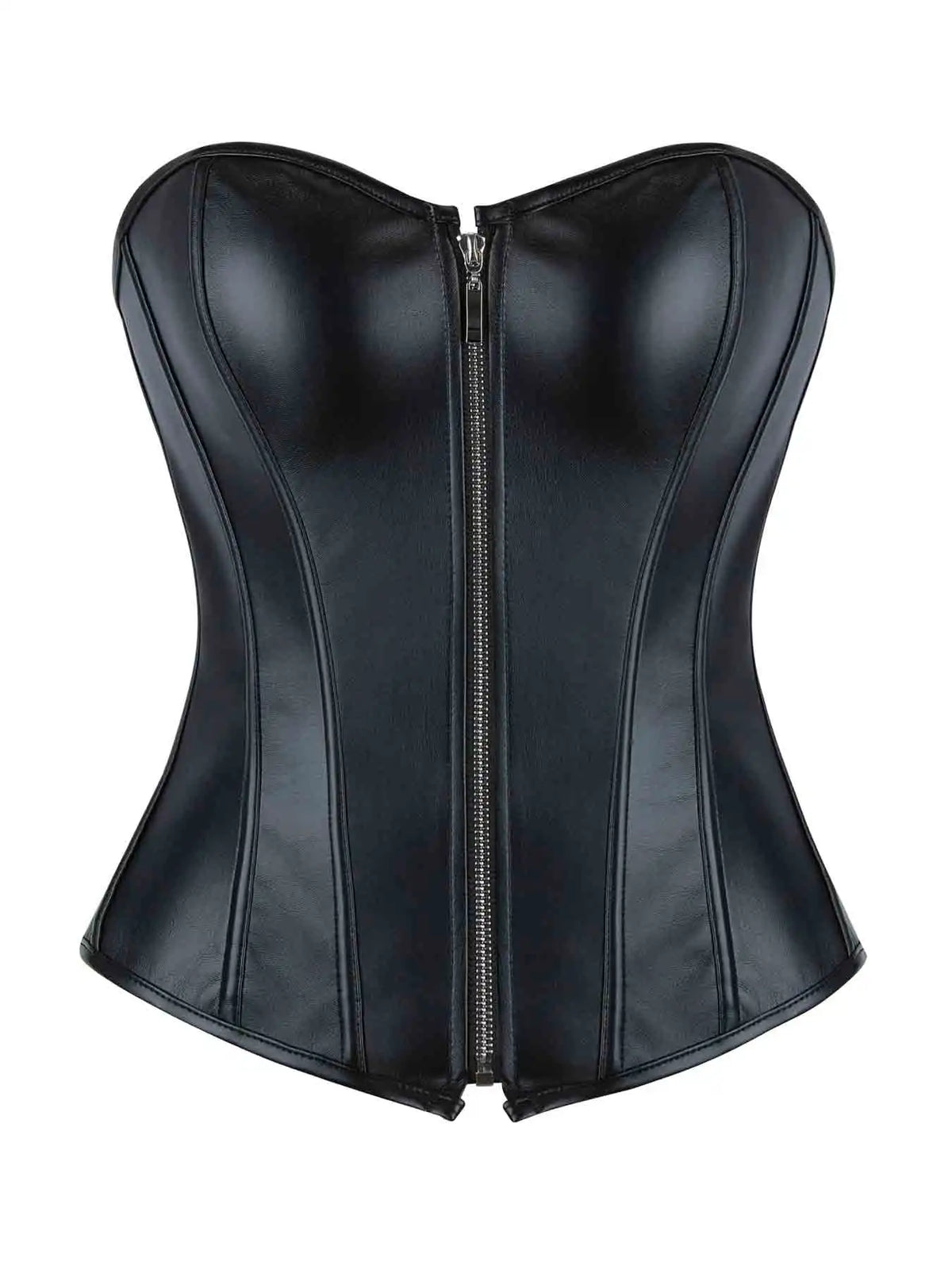 Zipper bone dress sexy chest support abdomen corset European and American court body shaping PU smooth tight bodice