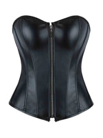 Zipper bone dress sexy chest support abdomen corset European and American court body shaping PU smooth tight bodice