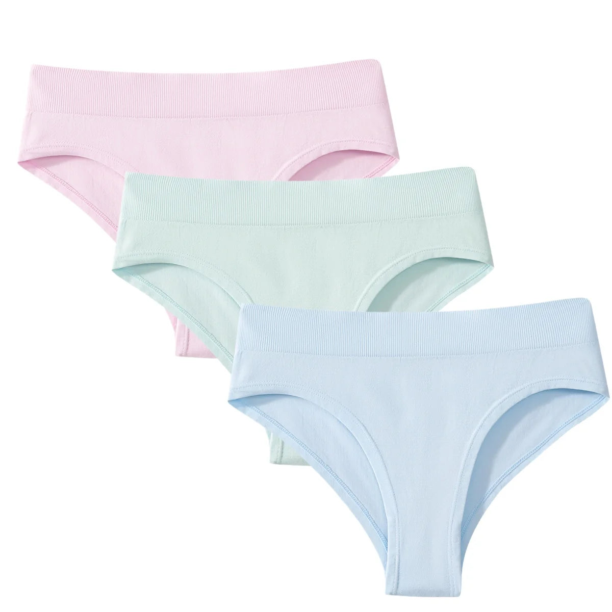 3Pcs/Set High Rise Briefs Women Classic Panties Female Underpants Solid Color Panty Plus Size Underwear Sexy Lingerie S-3XL