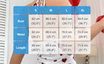Women's White Heart Print Chemise Ribbed V-Neck Nightgown Bow Detail Sleepwear Soft Comfortable Lingerie Dress