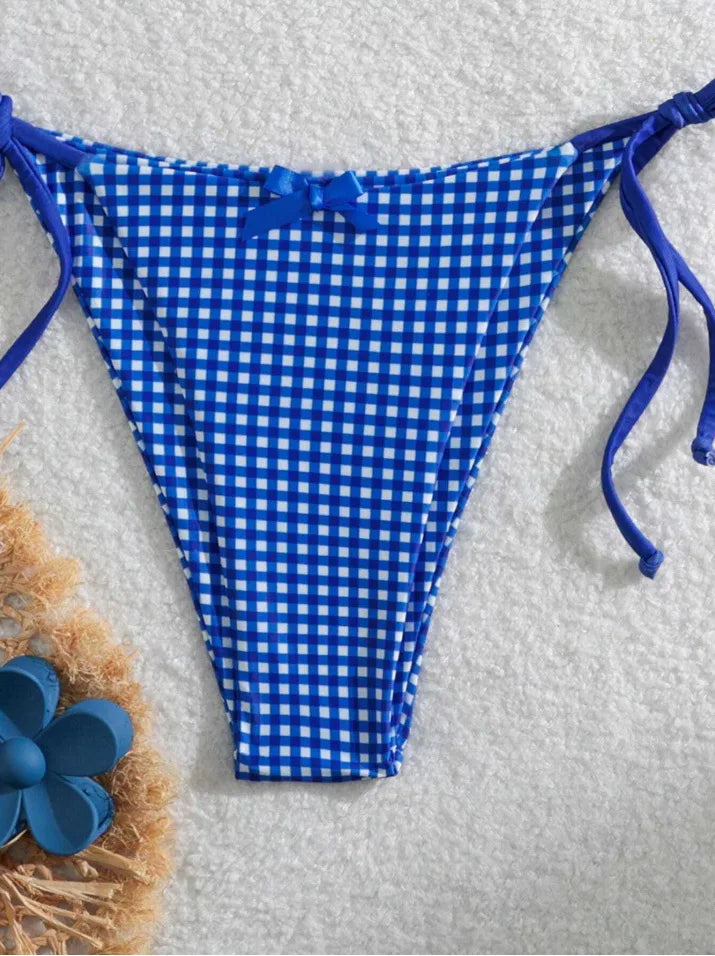 Sexy Micro Bikini 2024 Gingham Print Swimsuit Female Swimwear Women Strings Thong Bikinis Set Bather Beachwear Bathing Suit Pool