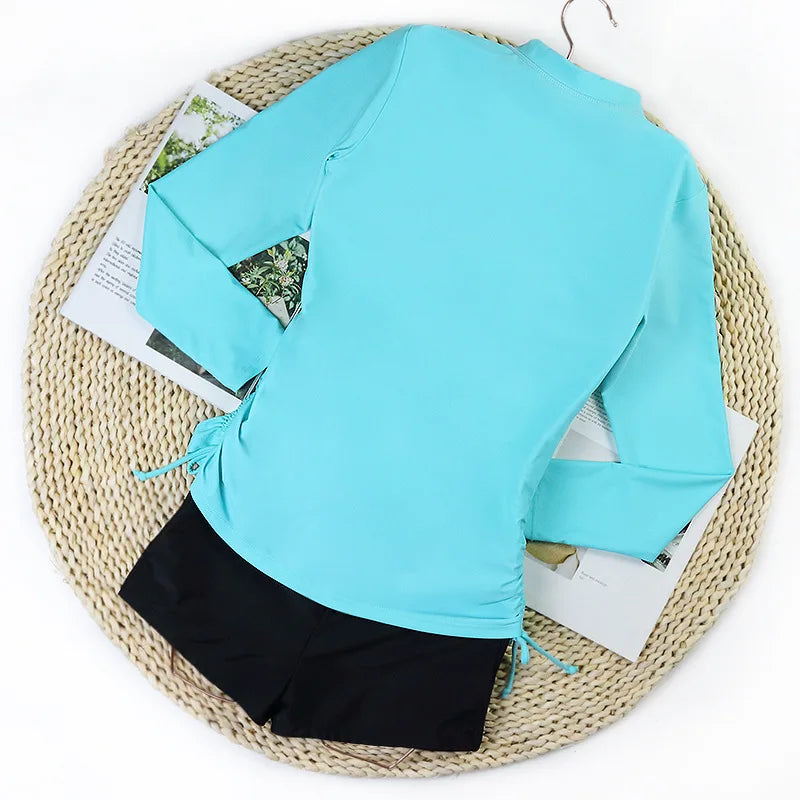 Women's Long Sleeve Tankini Set 2026 Sports Swimsuit Summer Beachwear Two-Piece Bathing Suits for Pool Swimming And Surfing
