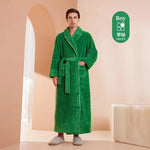 Men's and Women's Styles Winter Bathrobe Long Sleeve Warm Turn Down Collar Fluffy Bath Robe with Sashes Solid Fleece Gown 2025