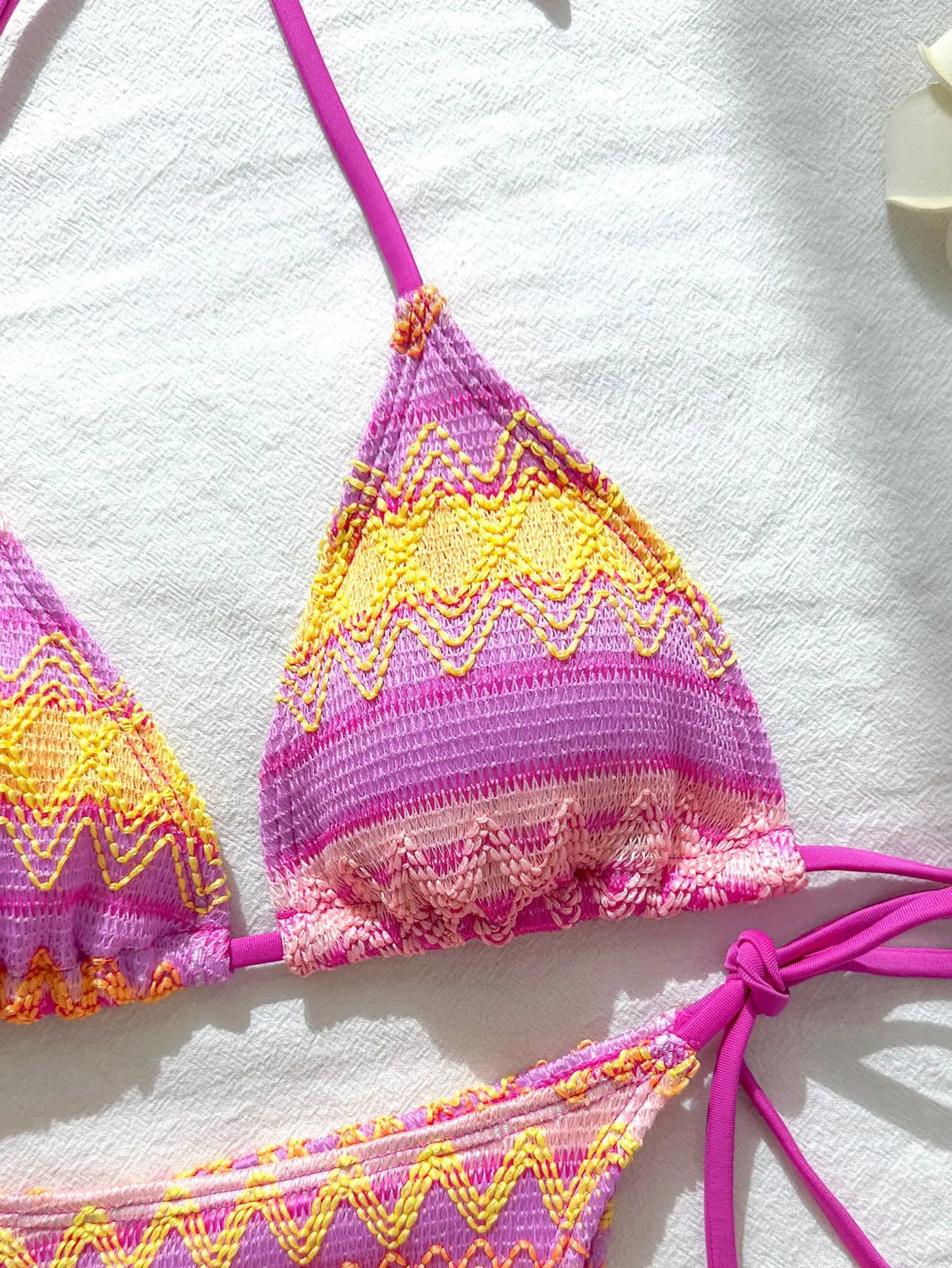 Sexy Red Striped Knitted Bikini Set 2026 Women Patchwork Push Up Bra Thong Swimsuit Beach Bathing Suit Cover Up 3 Piece Swimwear