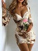Sexy Package Hip Slim Mini Dress Printed Low Cut Bodycon Party Night Club Dresses For Women Fashion Trendy Tight Short Vestidos